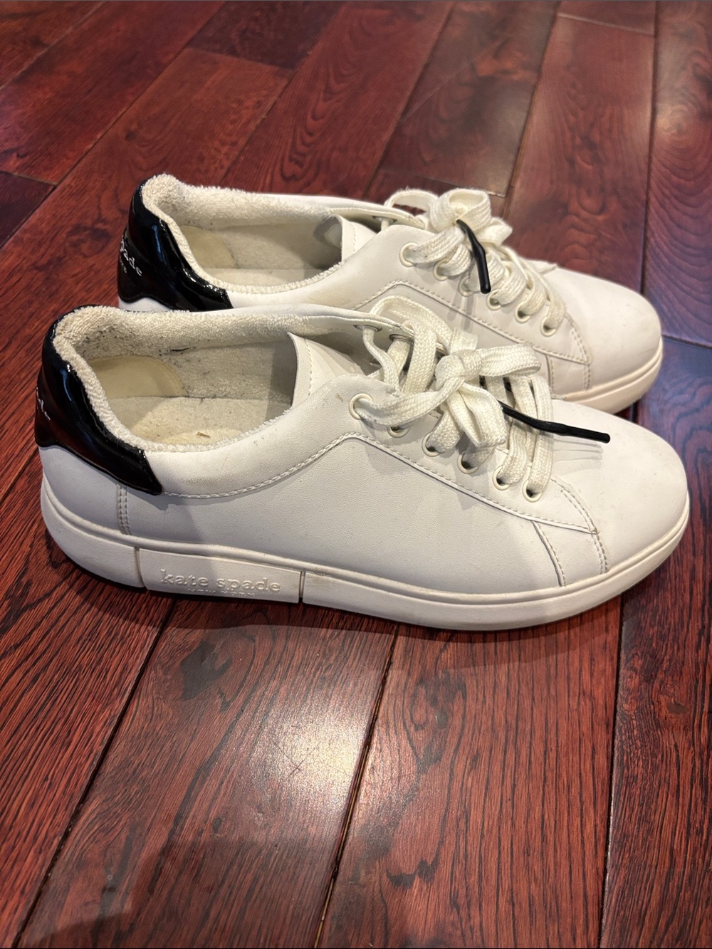 kate spade White Sneakers with Black Heel